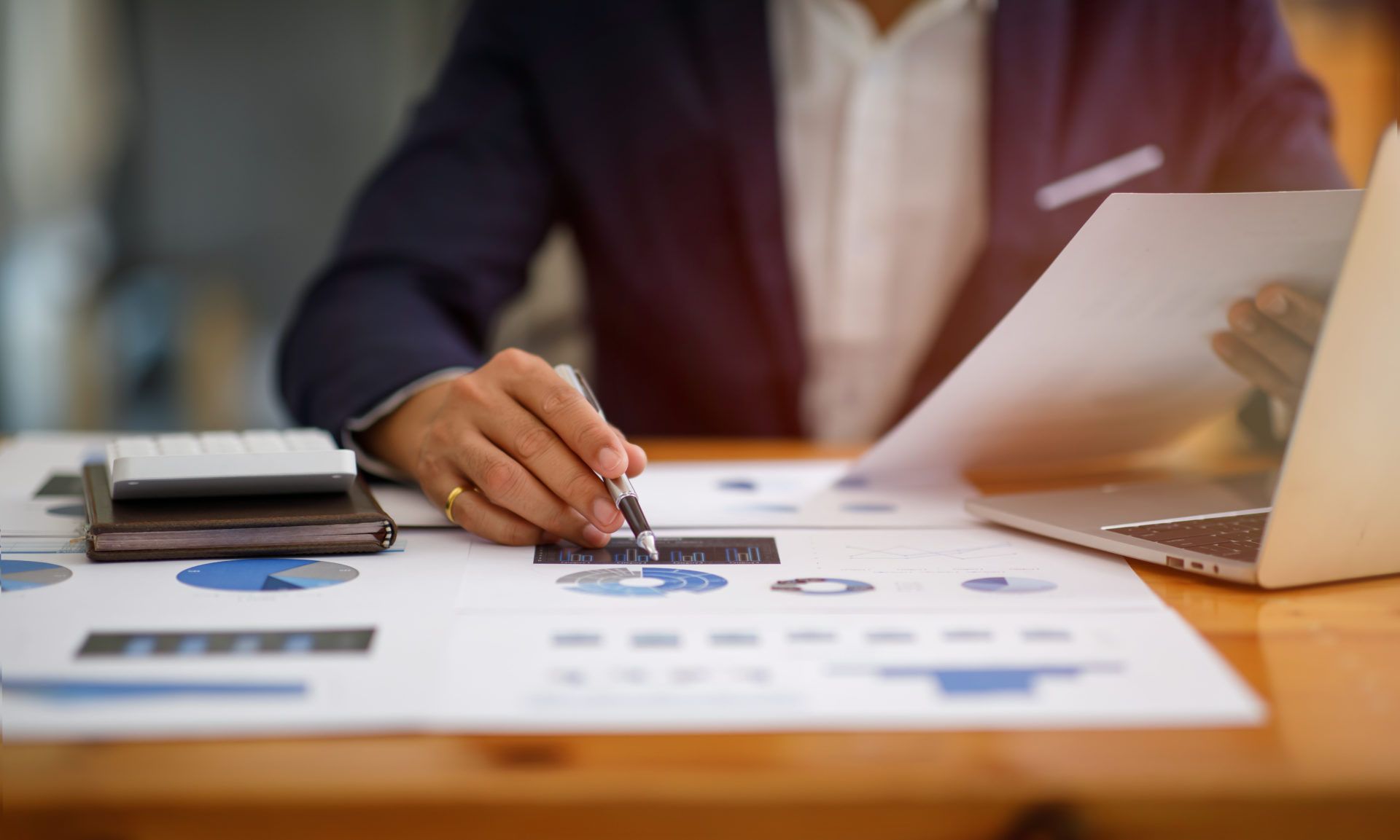 Financial planning Report ,Businessman working at office with documents on his desk, doing planning analyzing the financial report, business plan investment, finance analysis concept